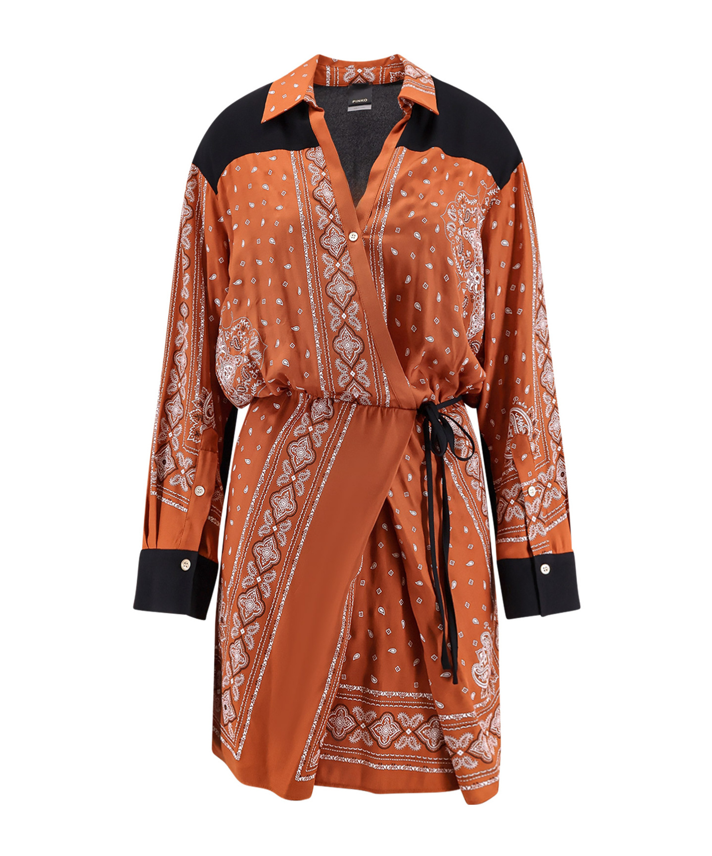 Pinko Mesopotamia Viscose Dress With Bandana Print And Georgette Profiles