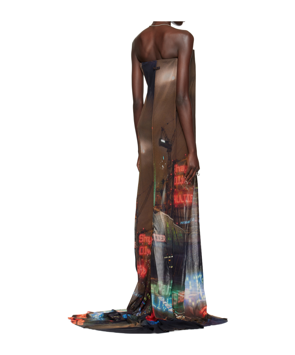Jean Paul Gaultier X Shayne Oliver Printed Tulle Gown In Brown
