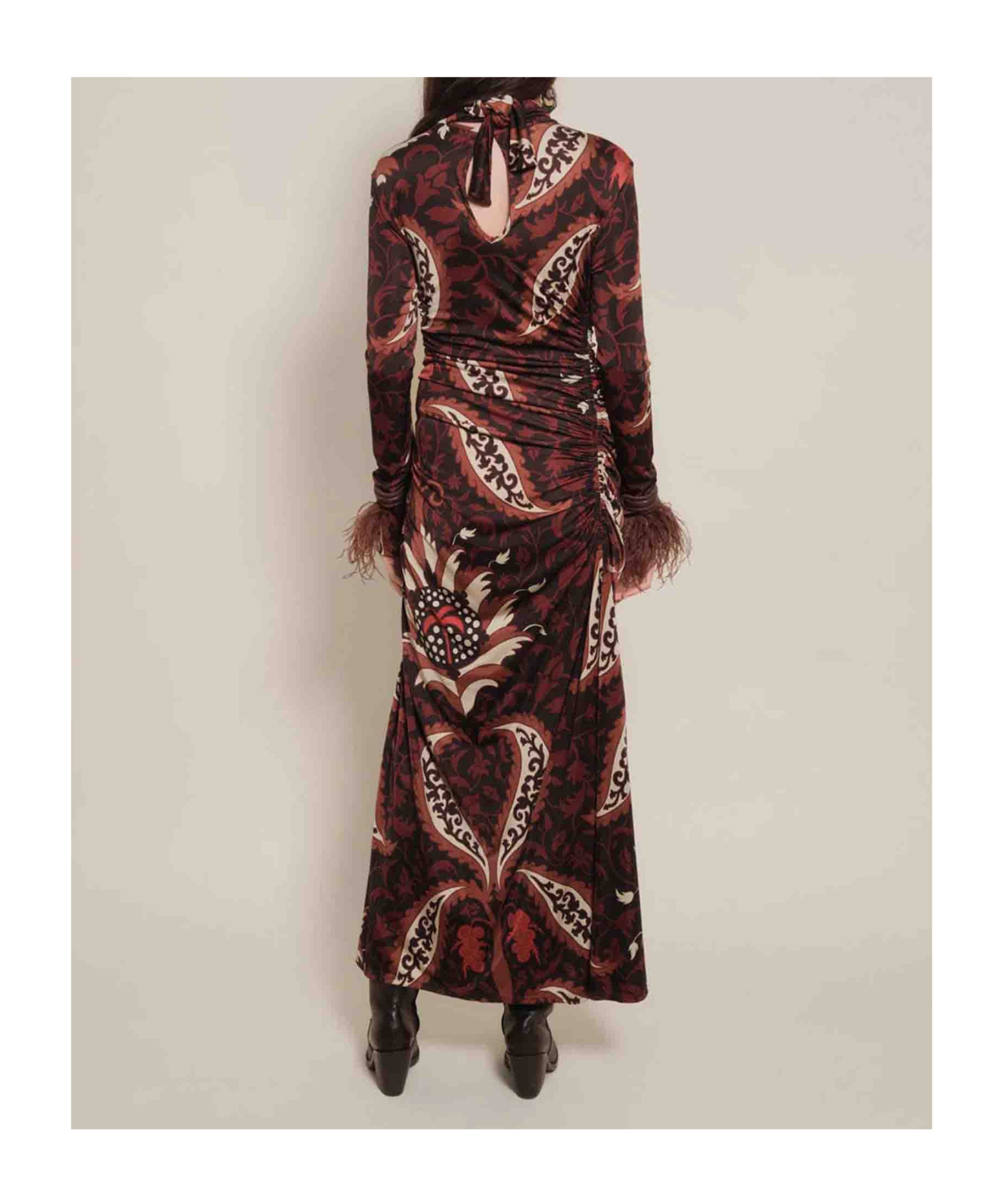 Johanna Ortiz Long Sleeve Dress In Brown
