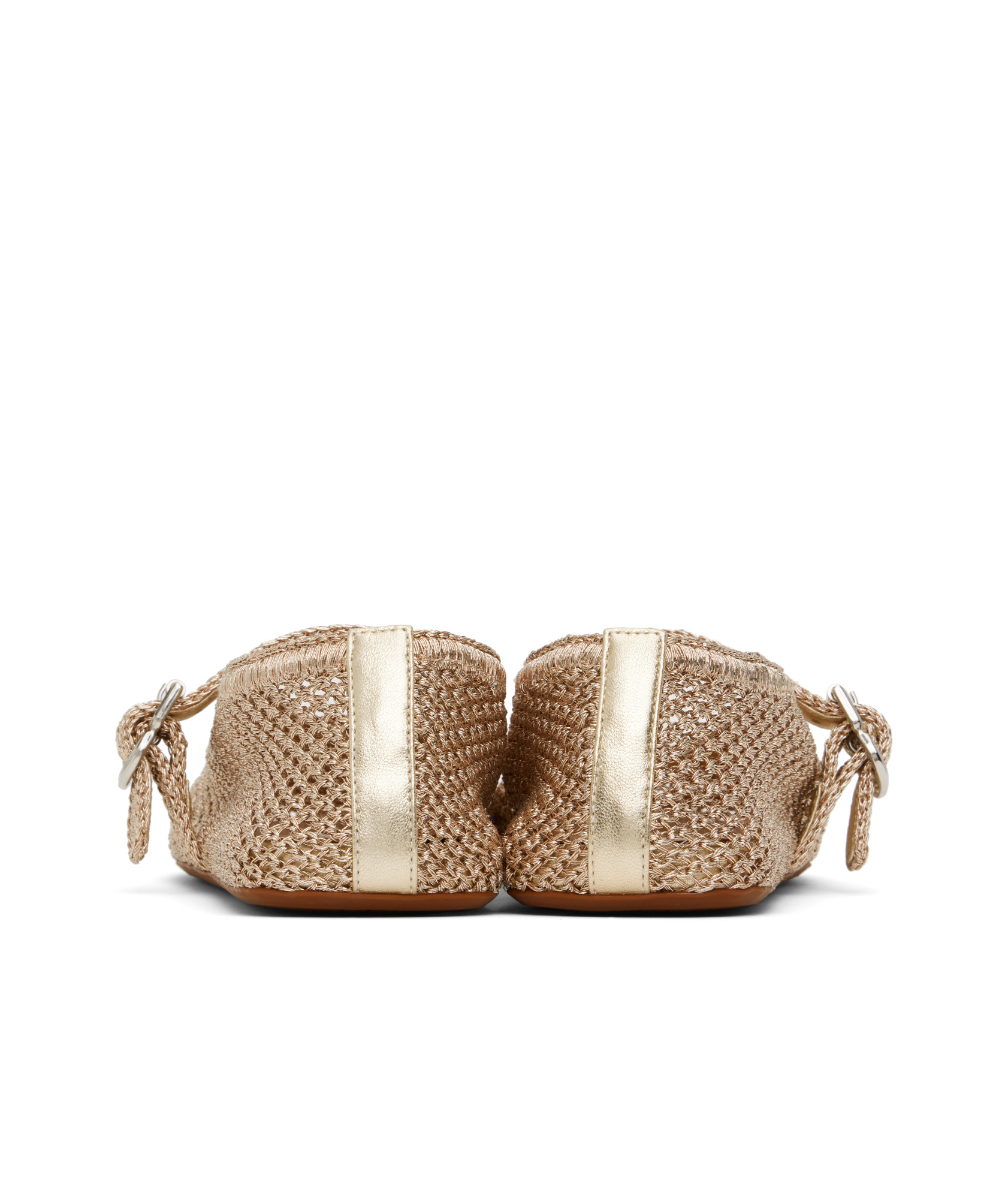 Shop Alaïa Buckled Knitted Ballet Flats In Nude