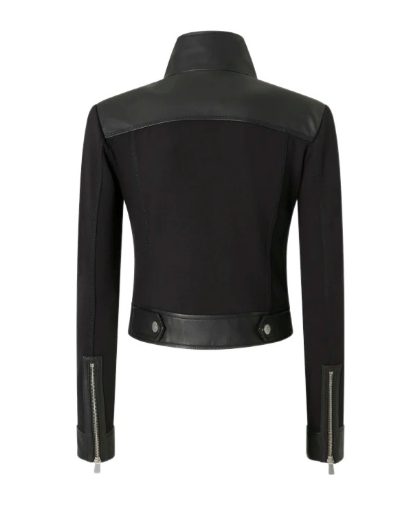 Pinko Long-sleeved Motorcycle Jacket In Black