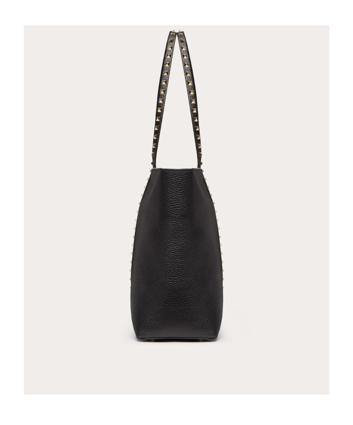 Shop Valentino Garavani Rockstud Shopping Bag In Grainy Calfskin In Black