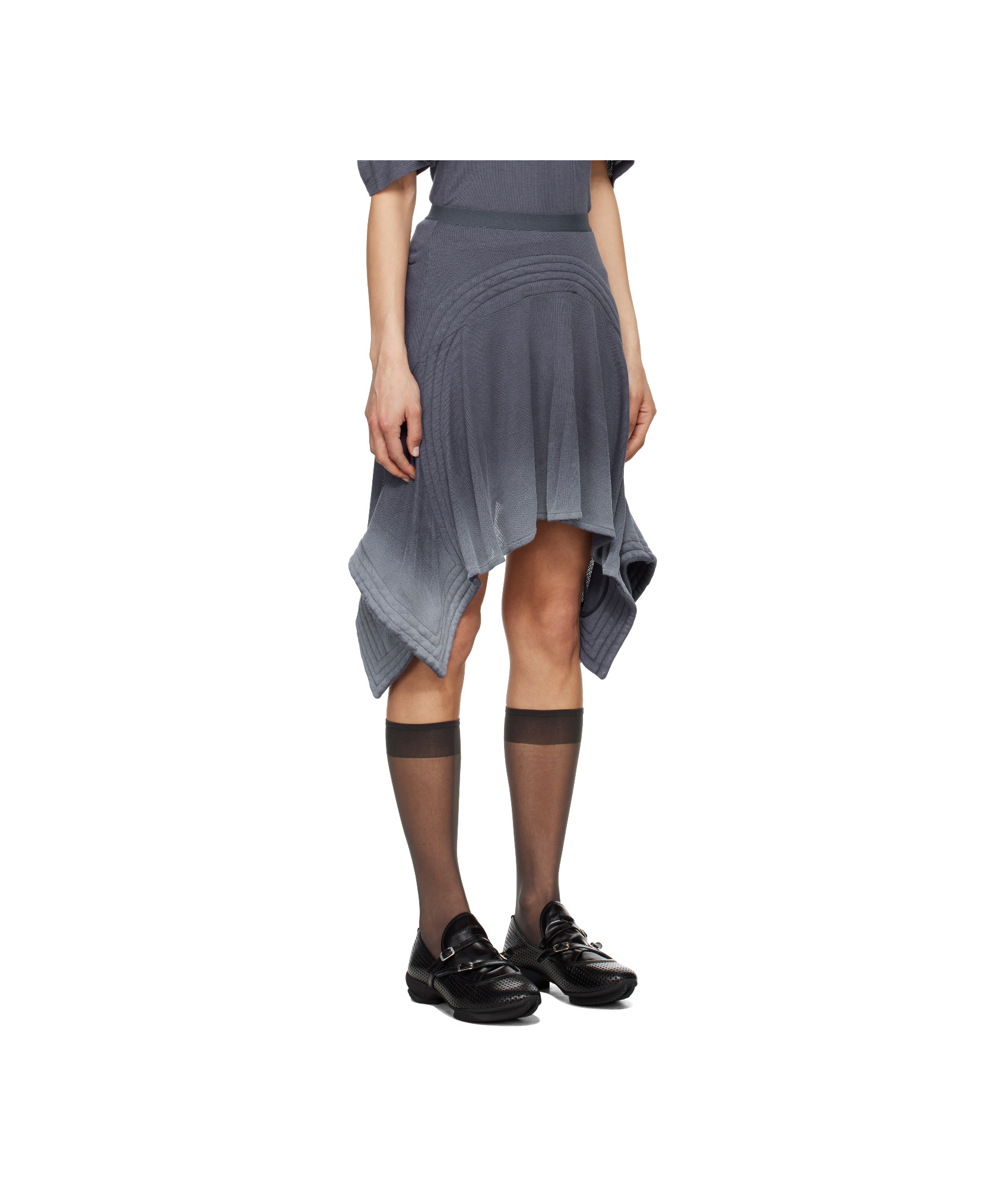 Kiko Kostadinov Navy Celritatem Padded Midi Skirt