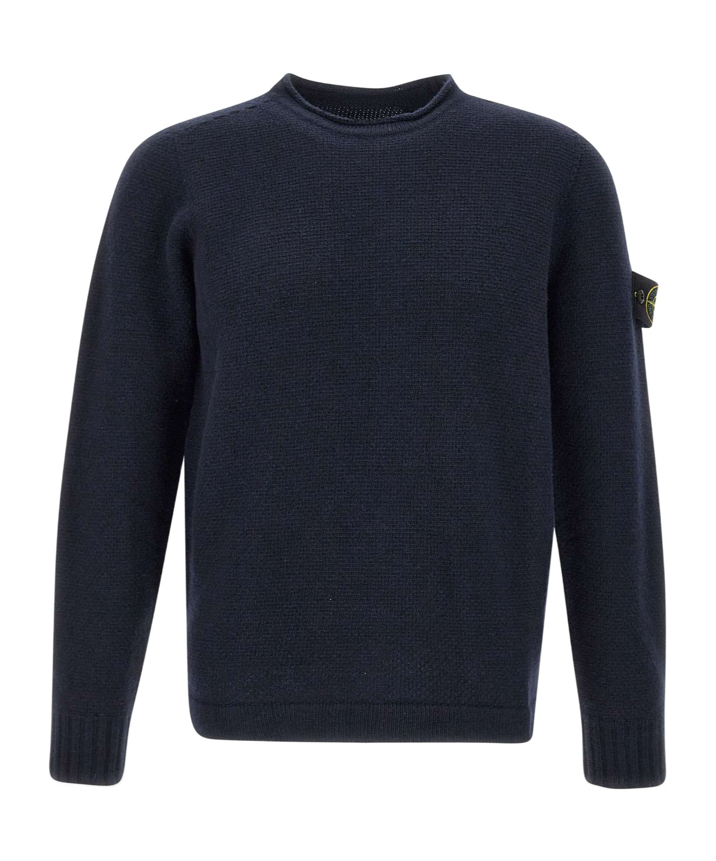 Stone Island Round-collar And Long-sleeved Sweater In Blue