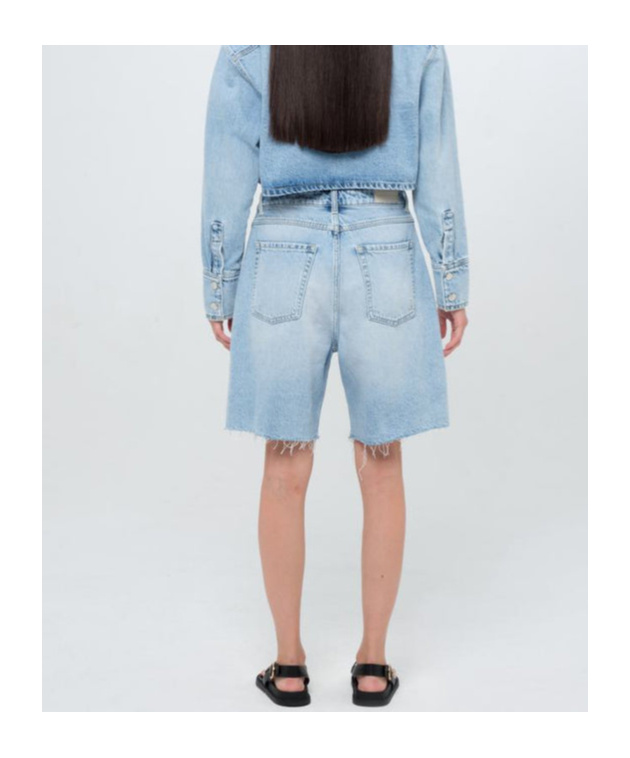 Icon Denim Grey Jeans With Wide Leg And Logo Patch On The Rear In Denim Woamn In Blue