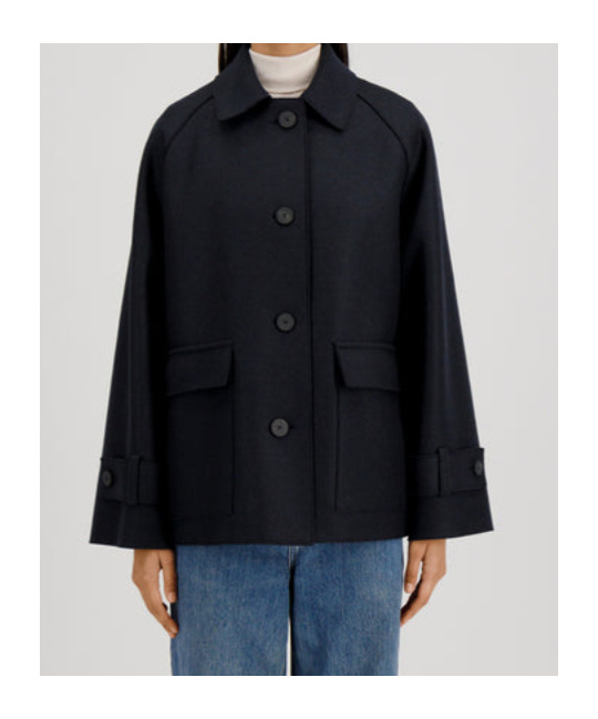 Harris Wharf London Raglan Jacket With Quilted Lining In Blue