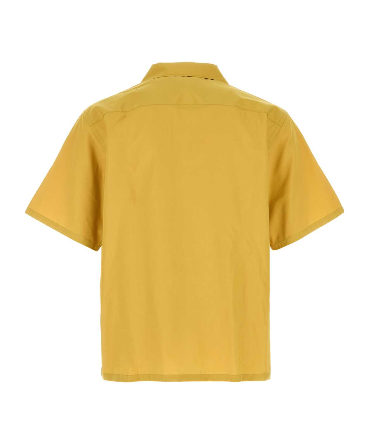 Prada Men's Mustard Poplin Shirt In Yellow