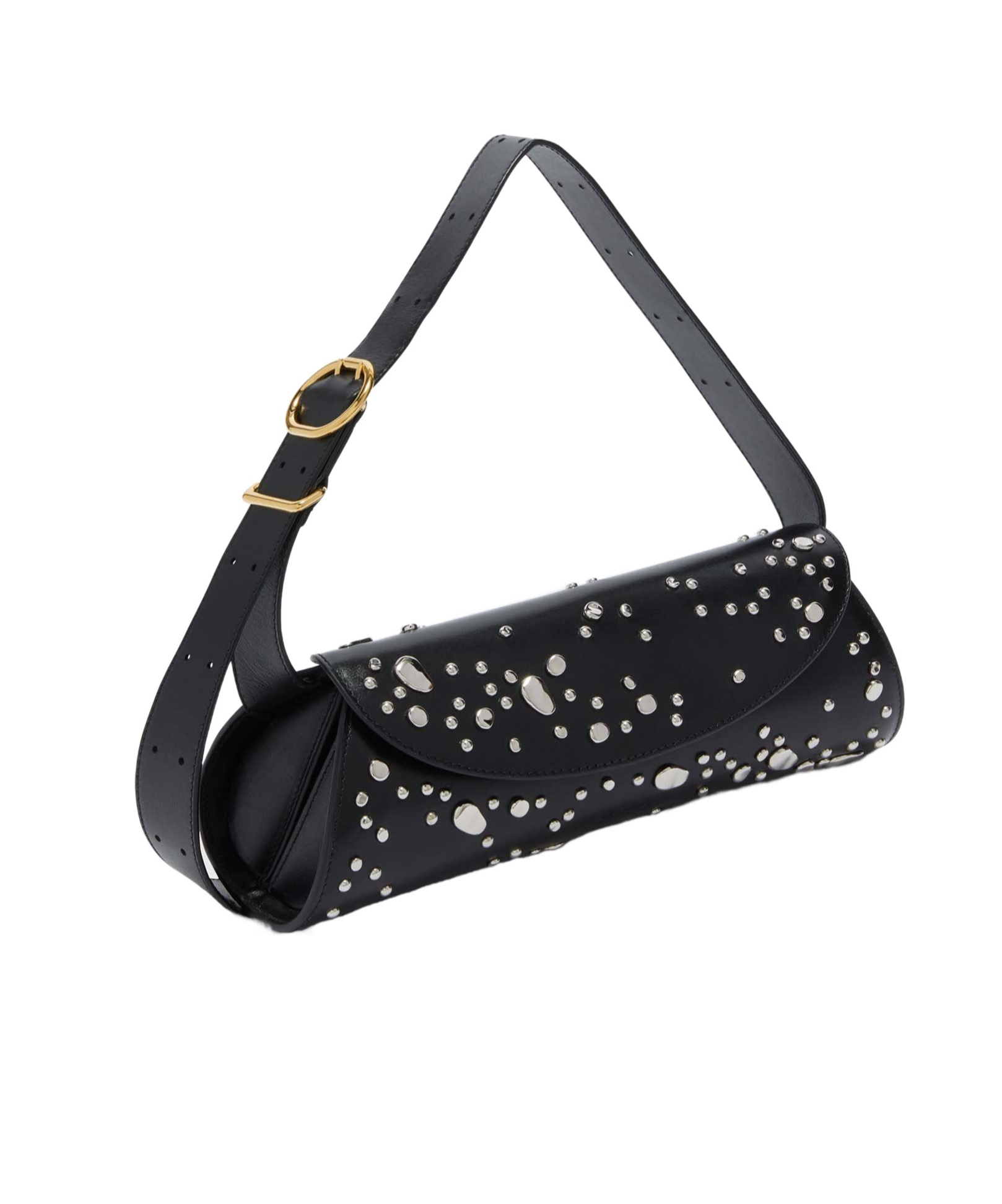 Jil Sander Small Cannolo Studded Shoulder Bag In Black