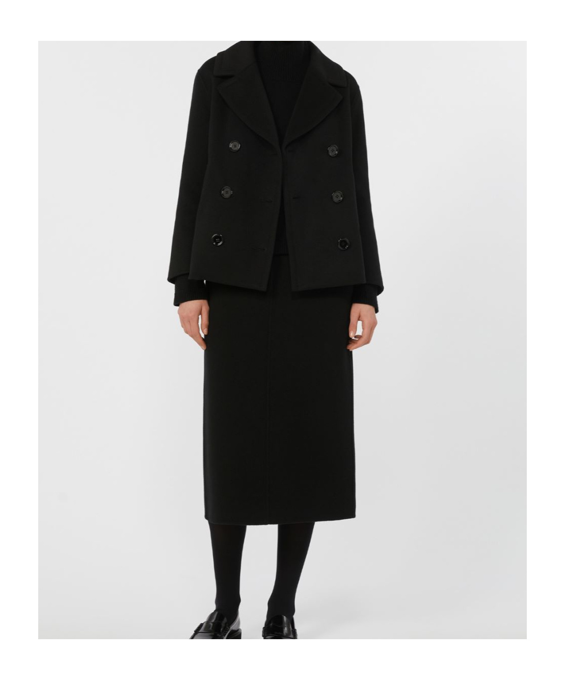 Max Mara Wool Drap Pea Coat In Black