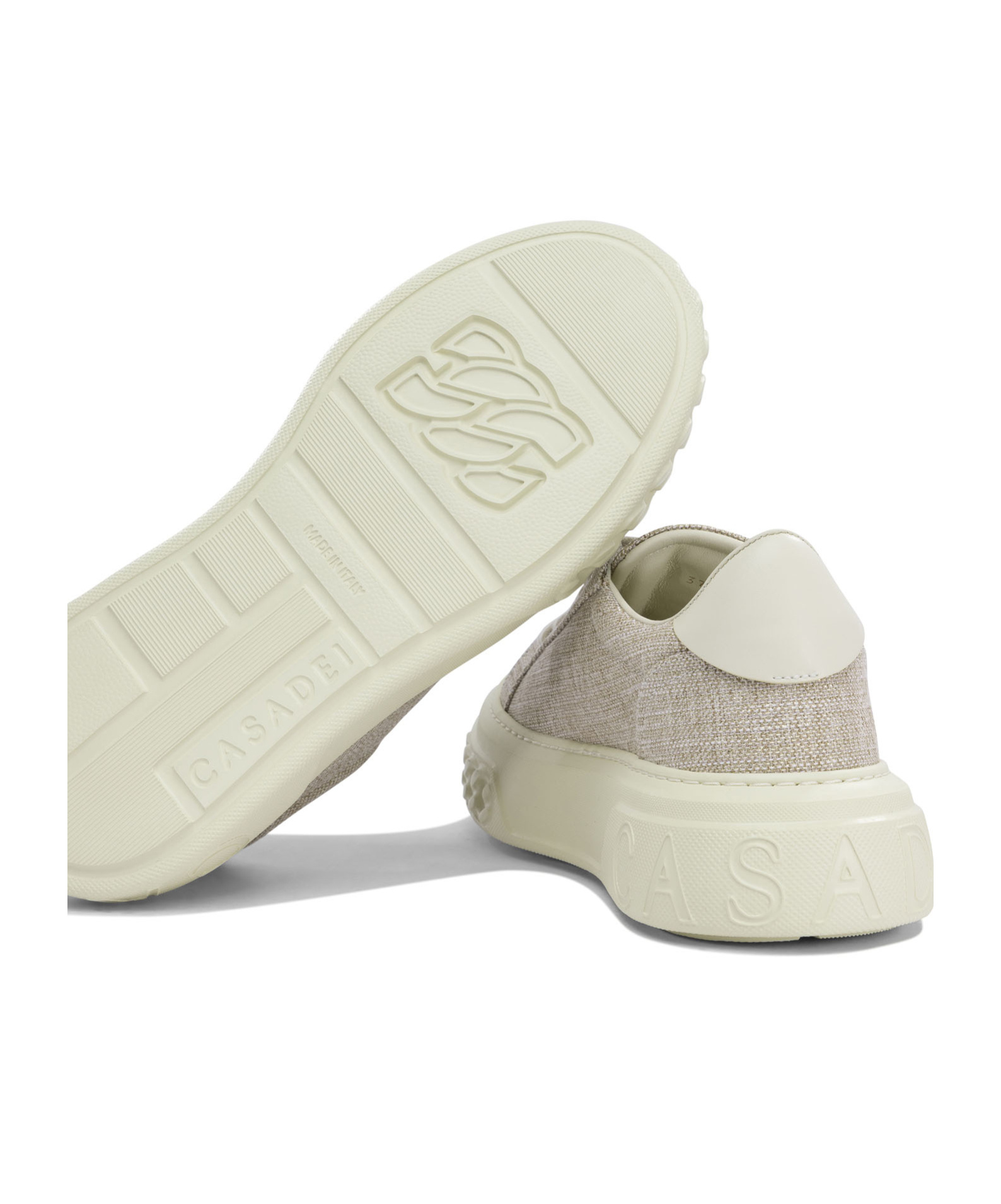 Casadei Platform Sneakers With Textured Upper In Nude