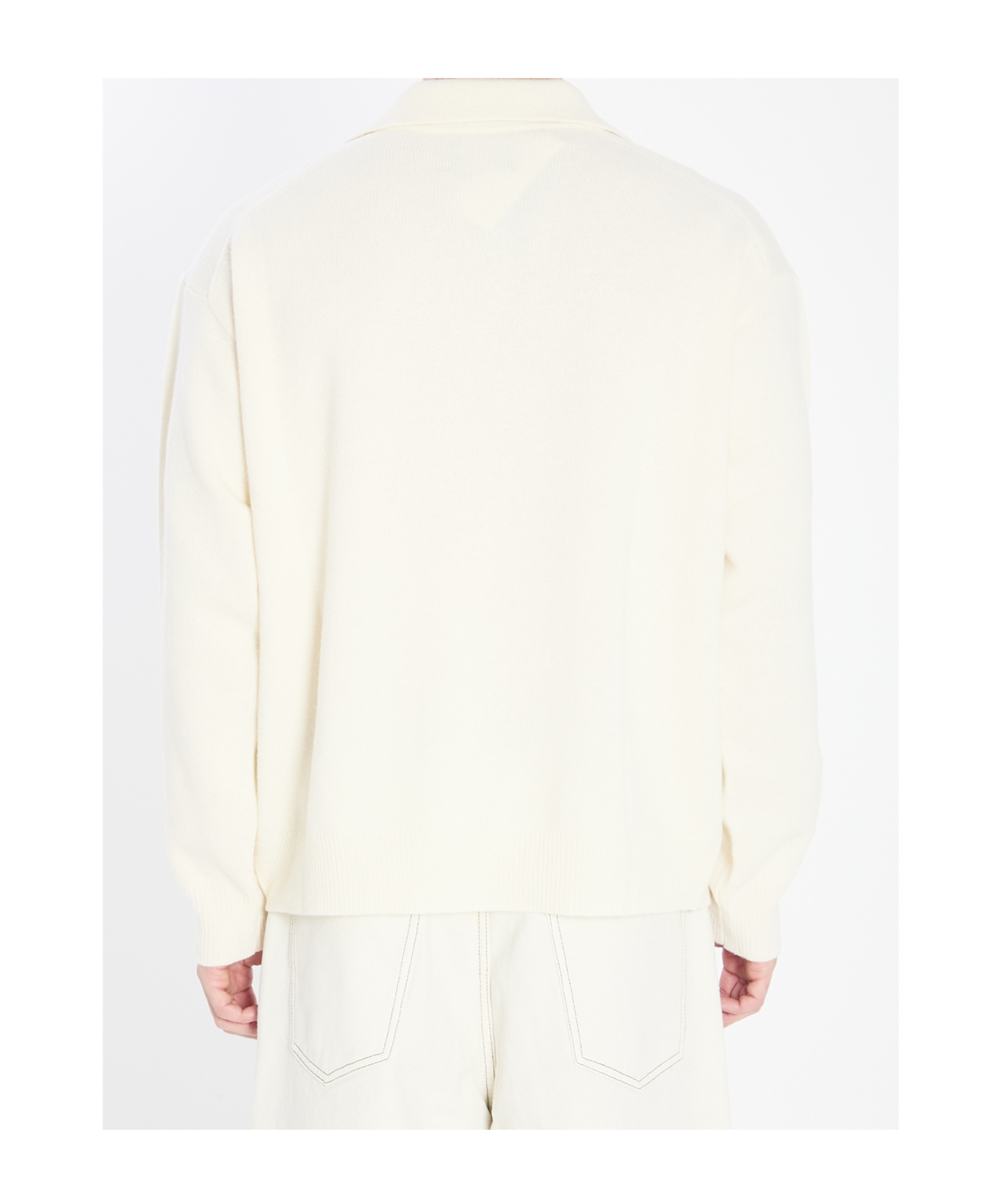 Roberto Collina Merino Wool And Cashmere Blend Polo Sweater In Neutral