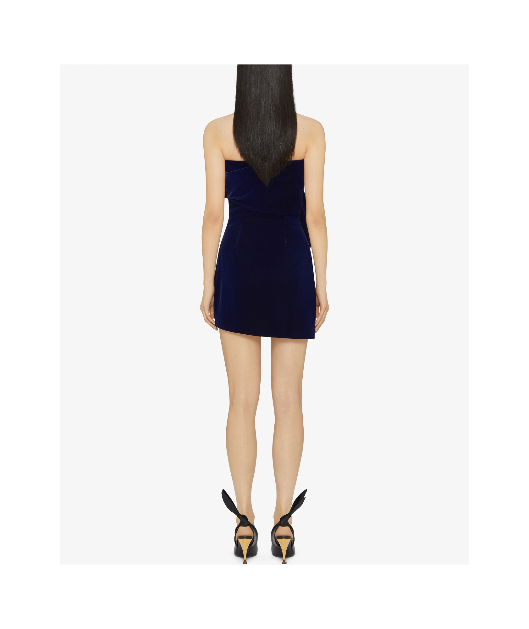 Givenchy Bustier Dress In Velvet With Oversized Bow In Black