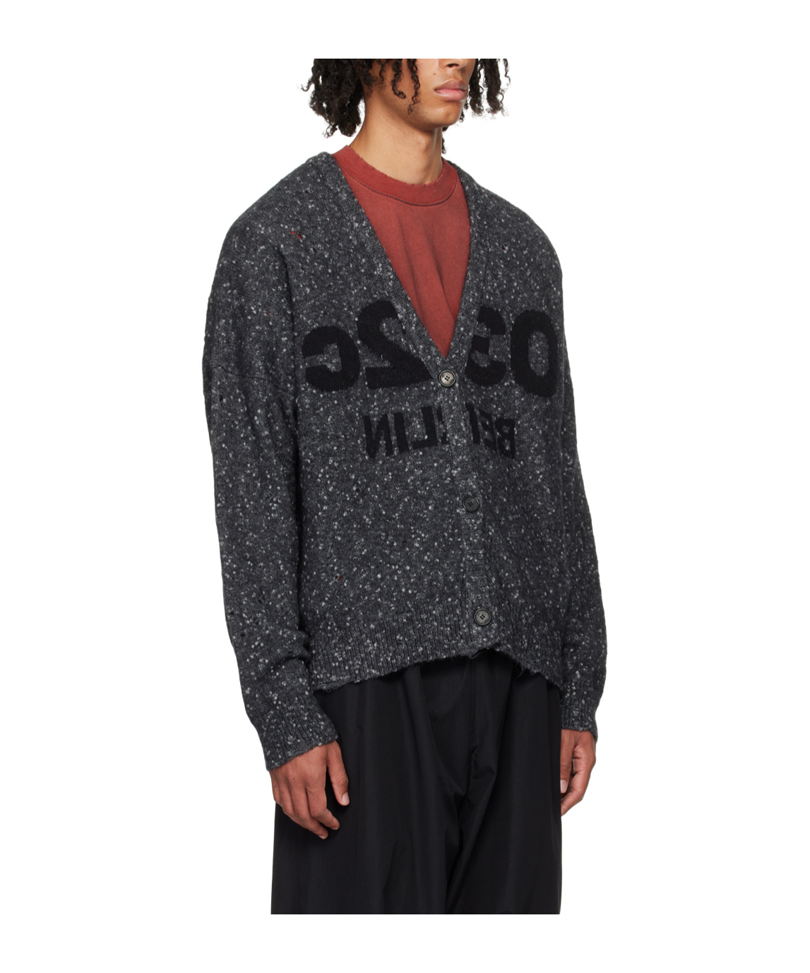 032c Gray Selfie Cardigan In Black
