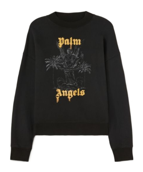 Palm Angels Logo Printed Crewneck Sweatshirt In Black