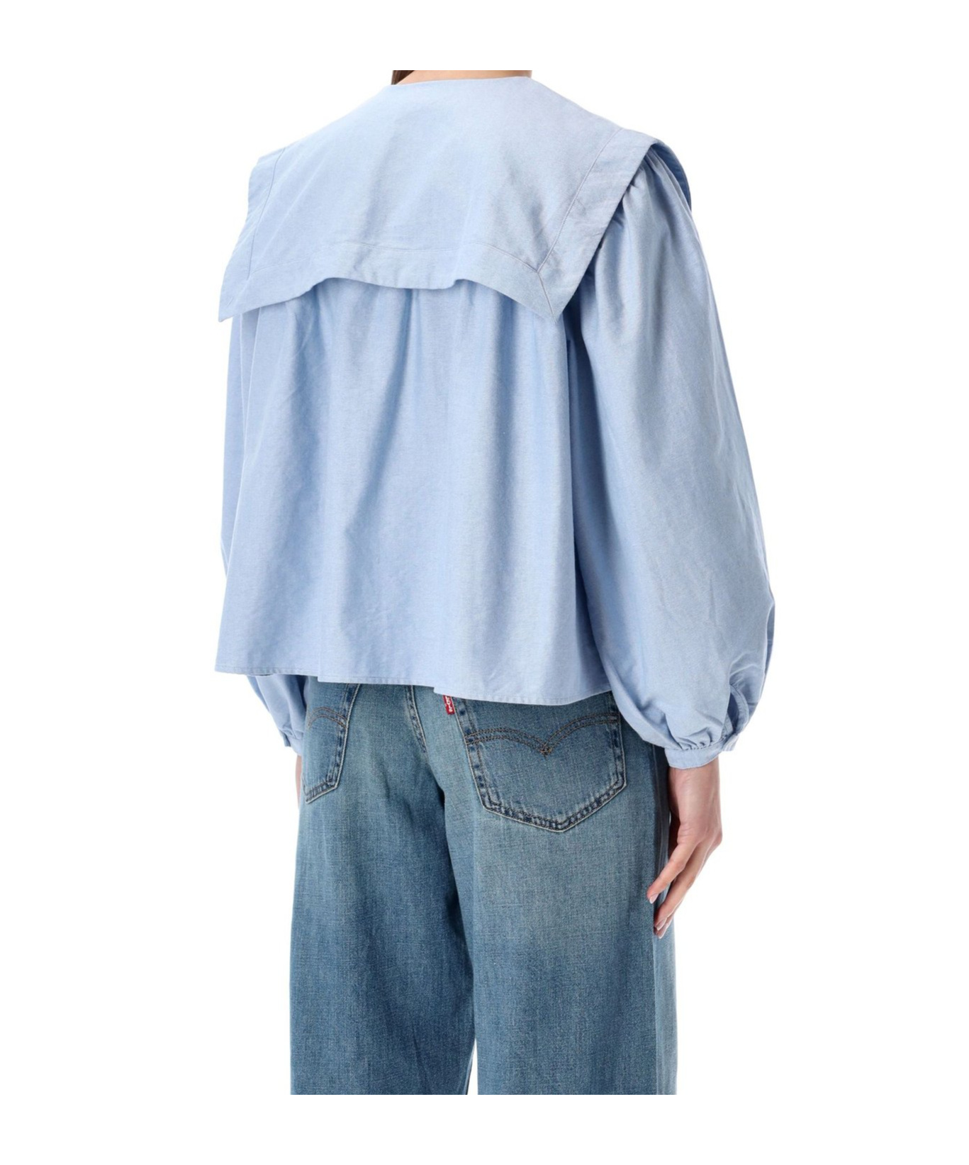 Polo Ralph Lauren Cotton Oxford Shirt With Bib Detail In Blue