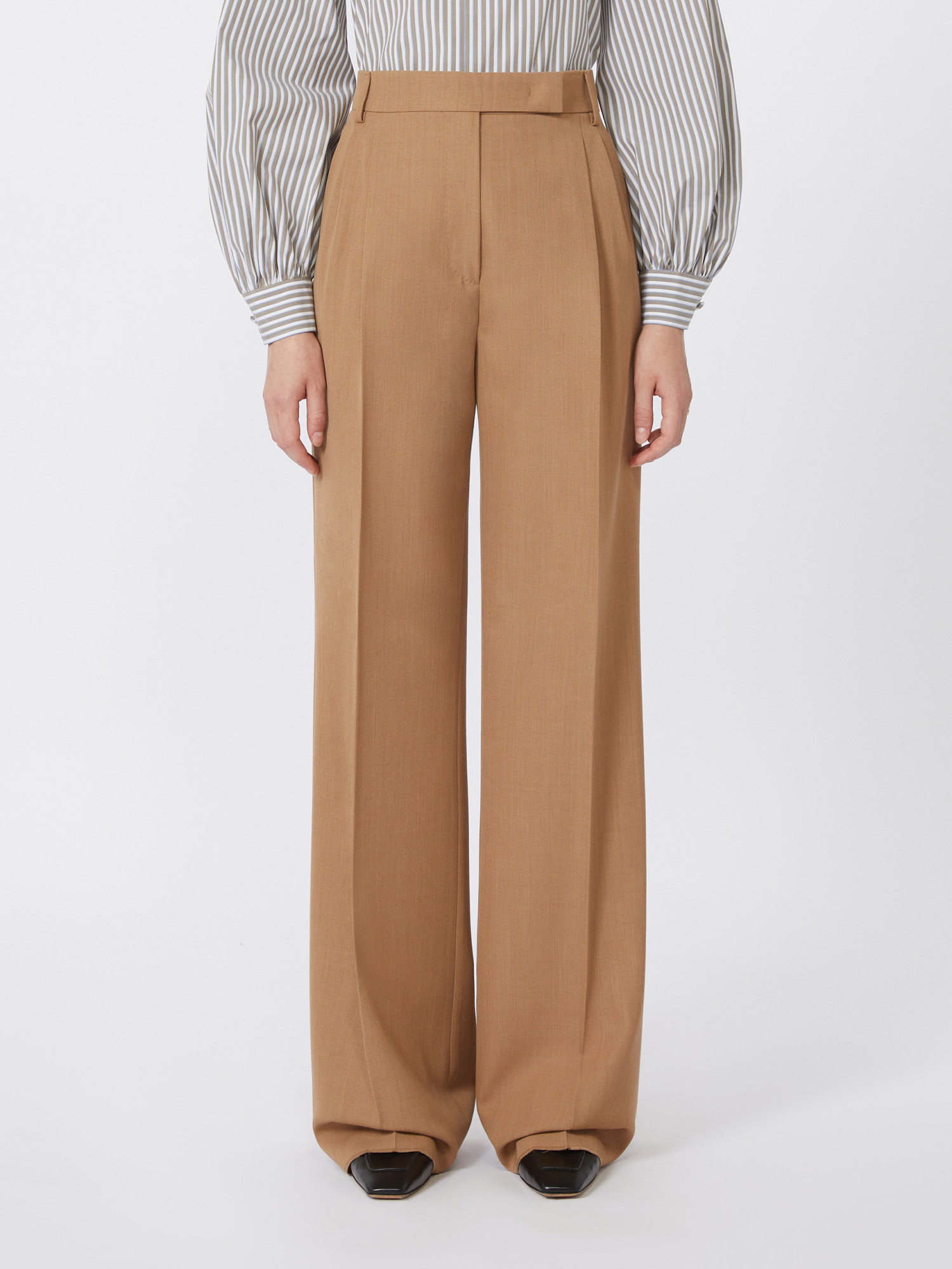 Max Mara Wool Wide-leg Trousers In Brown