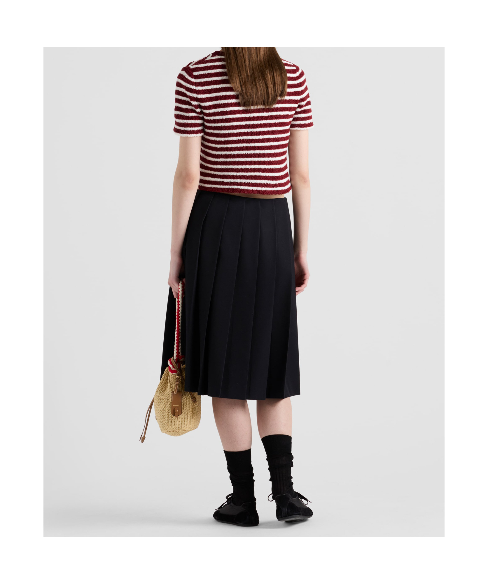 Prada Embroidered Terry Fabric Polo Shirt In Amaranth/natural