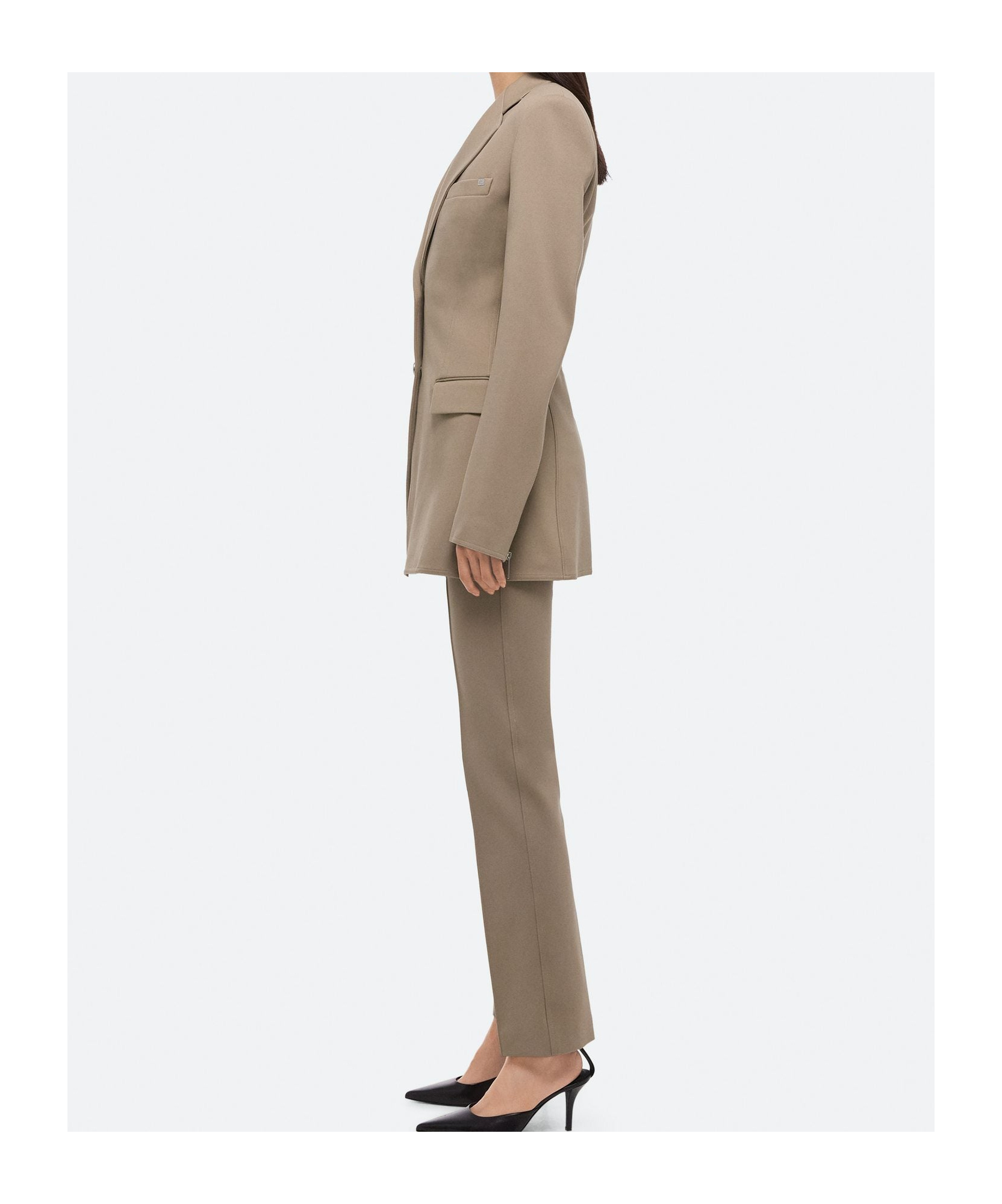 Helmut Lang Roma Zip Sleeve Single Breasted Ponte Knit Blazer In Nude