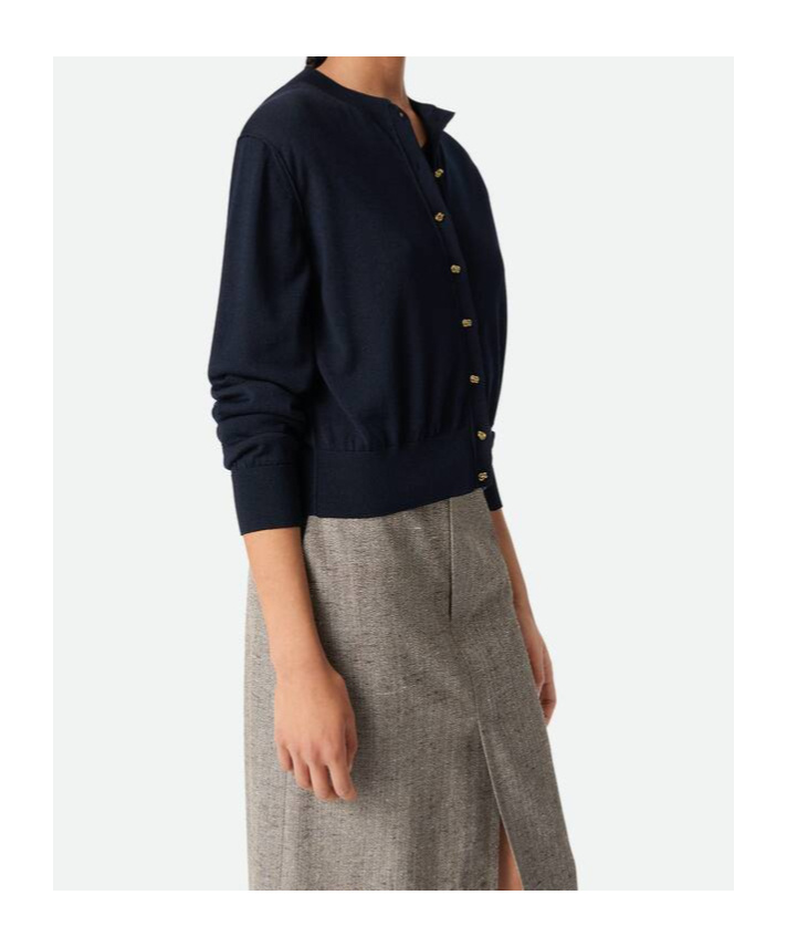 Bottega Veneta Twin-set In Misto Cotone Blu Notte  Donna In Blue