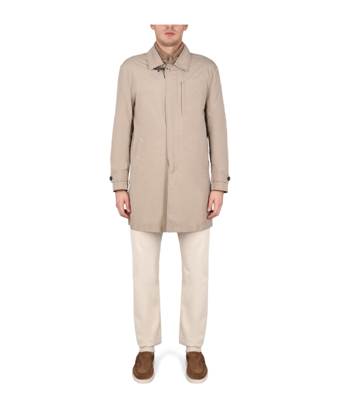 Fay Layered Design Trenchcoat In Nude
