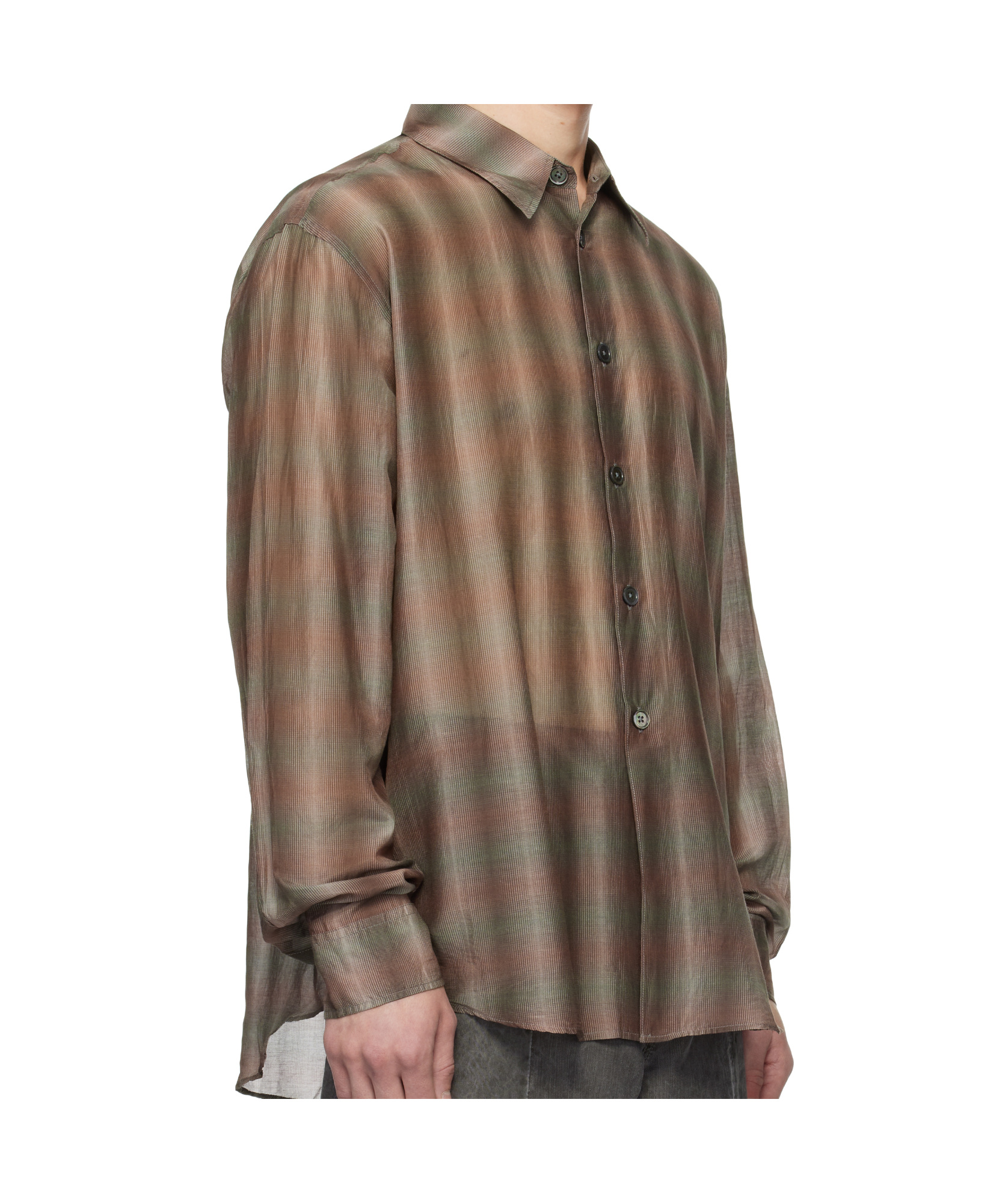 Our Legacy Gray & Taupe Beyond Shirt In Brown