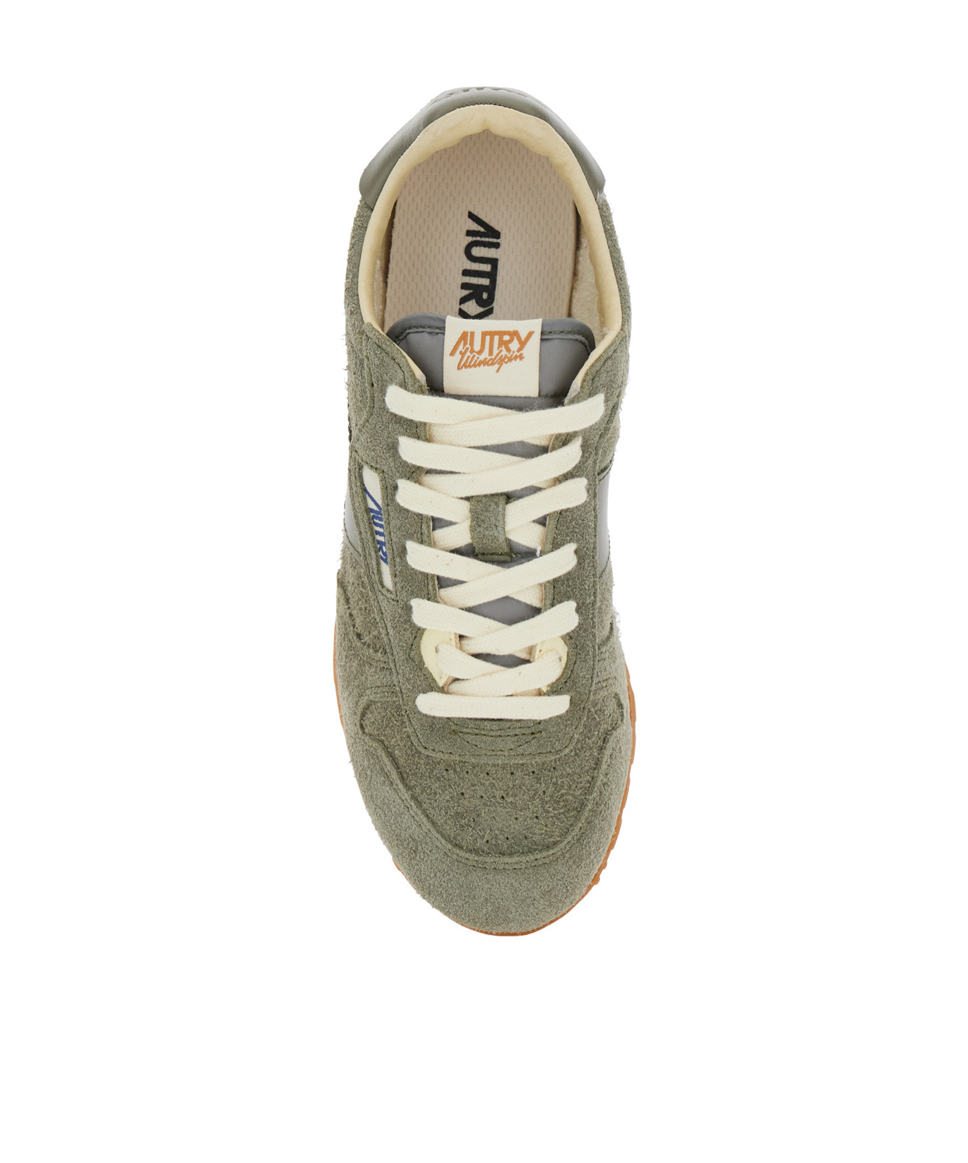 Autry Windspin Green Low Top Sneakers With Logo Patch On Tongue And Side In Suede Woman In Gray