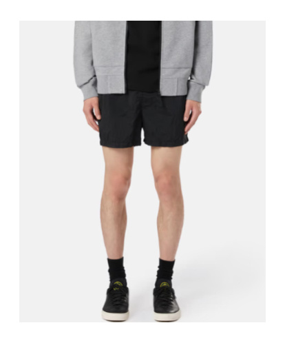 Stone Island Compass Patch Drawstring Swim Shorts In Black