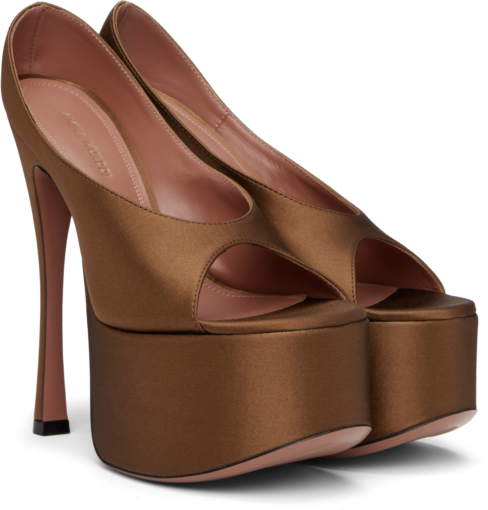 Amina Muaddi Anok Plateau High-heeled Sandals In Brown