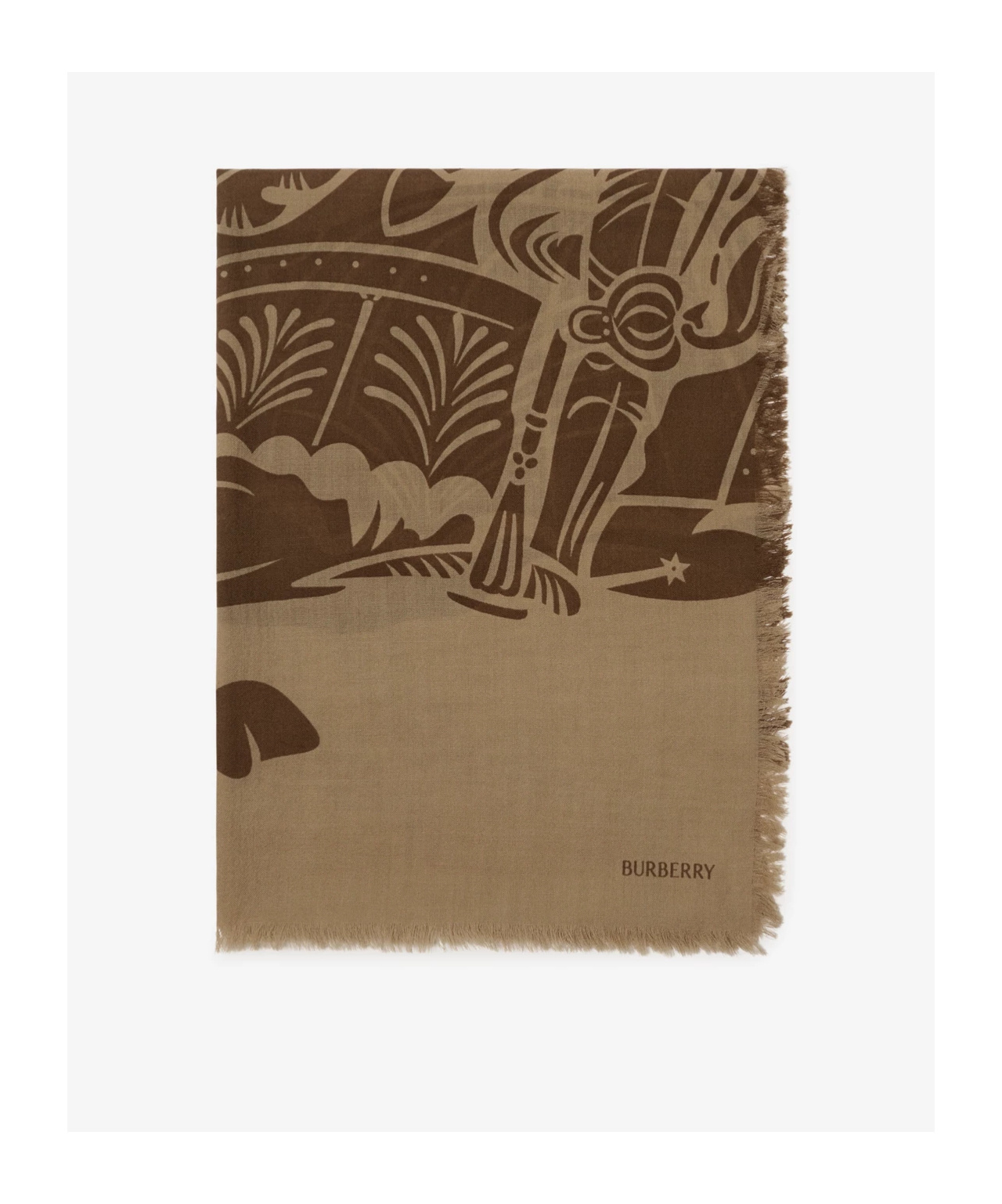 Burberry Ekd Wool Scarf In Brown