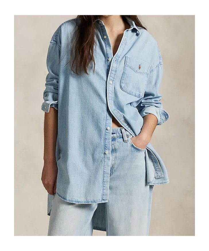 Polo Ralph Lauren Denim Shirt With Long Sleeves And Chest Pocket In Blue