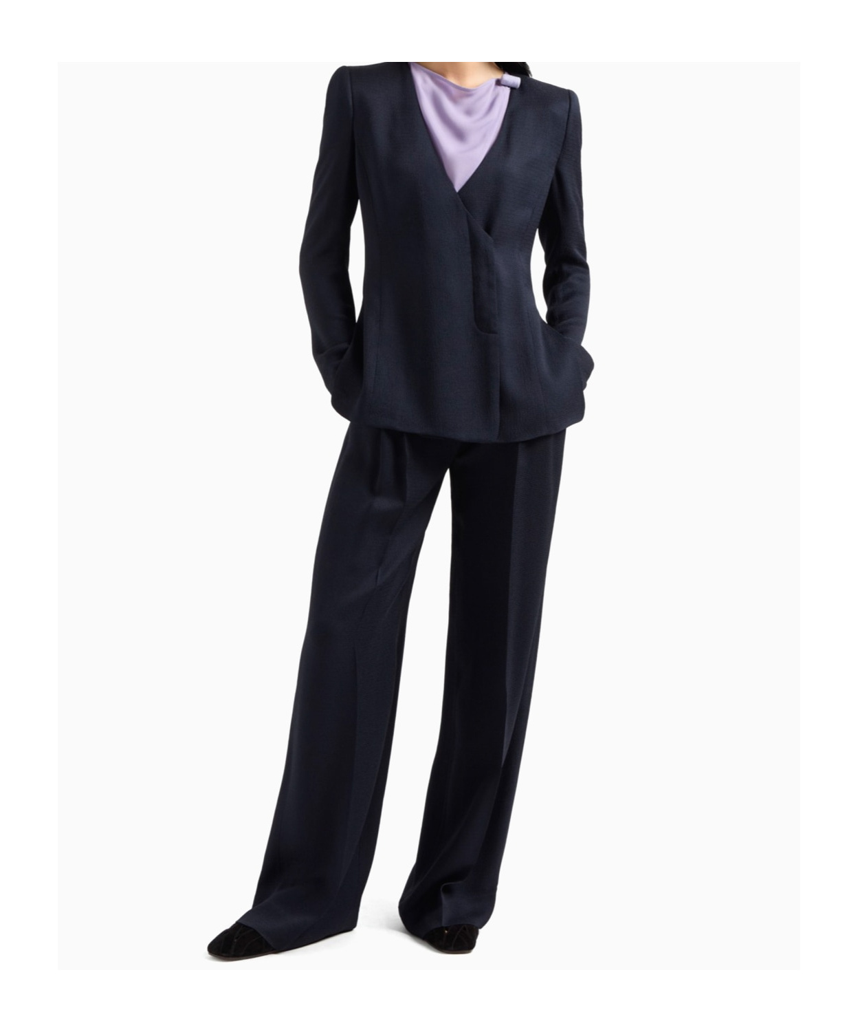 Emporio Armani V-neck Suit Coat In Black