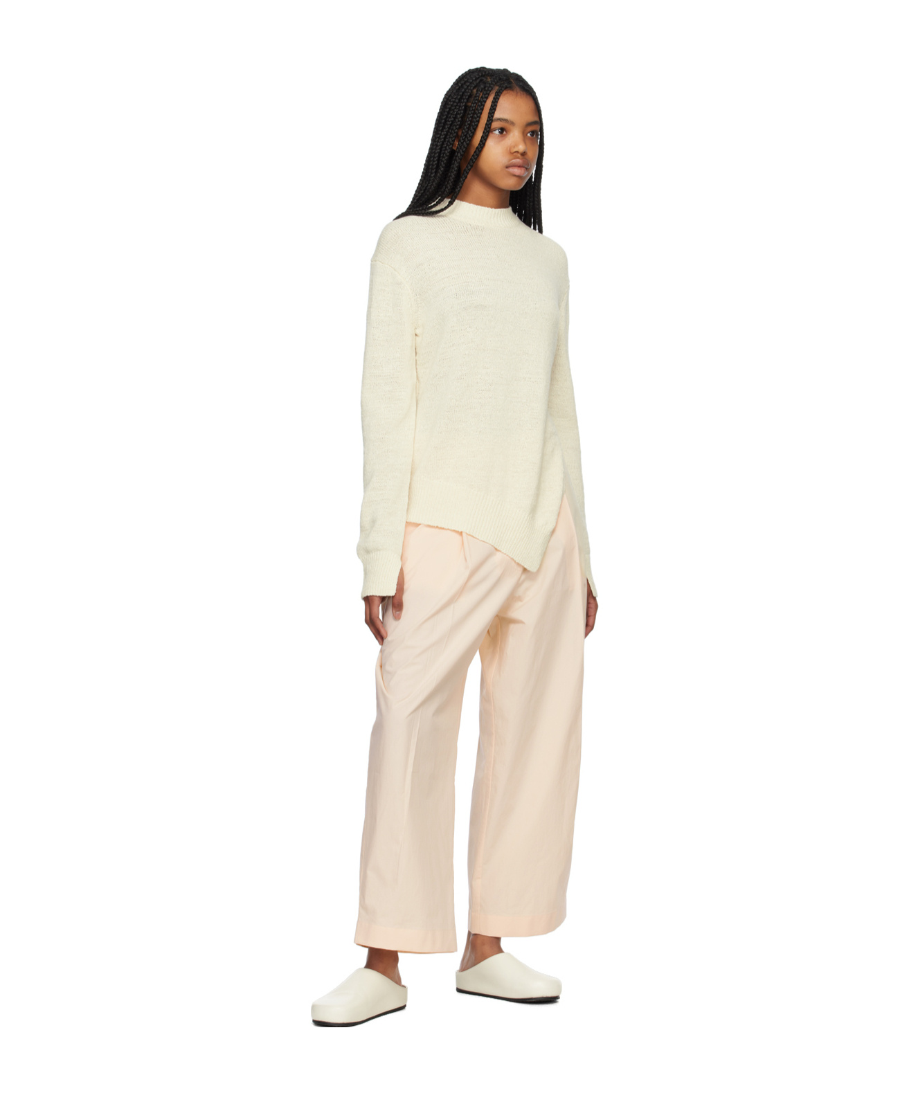 Studio Nicholson Pleat-detail Wide-leg Trousers In Nude