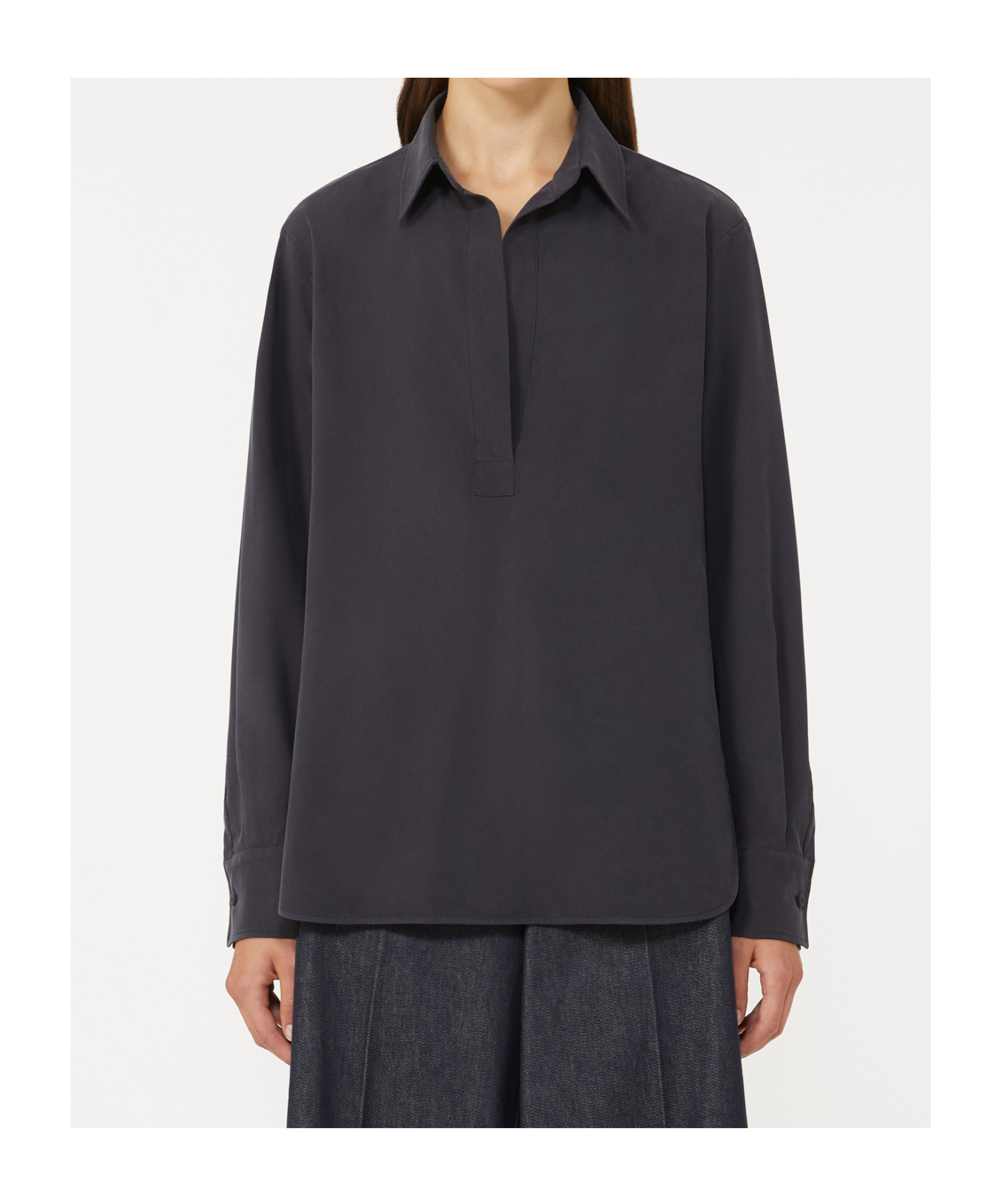 Max Mara Silk Canvas Shirt In Black