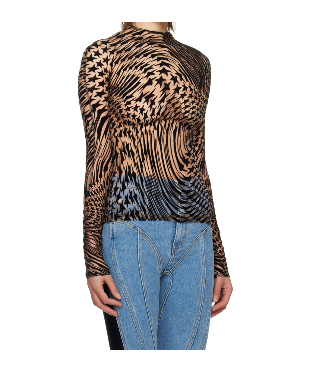 Mugler Star High-neck T-shirt In Animal Print
