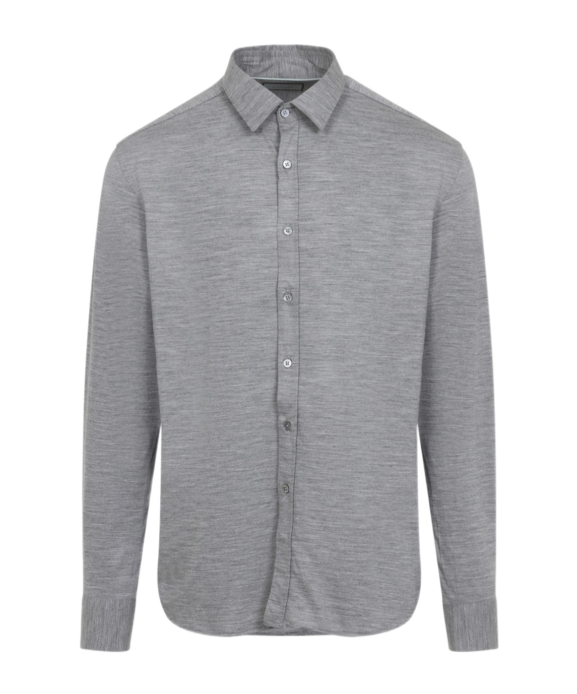 Canali Classic Long-sleeve Wool Shirt With Button-down Front In Gray