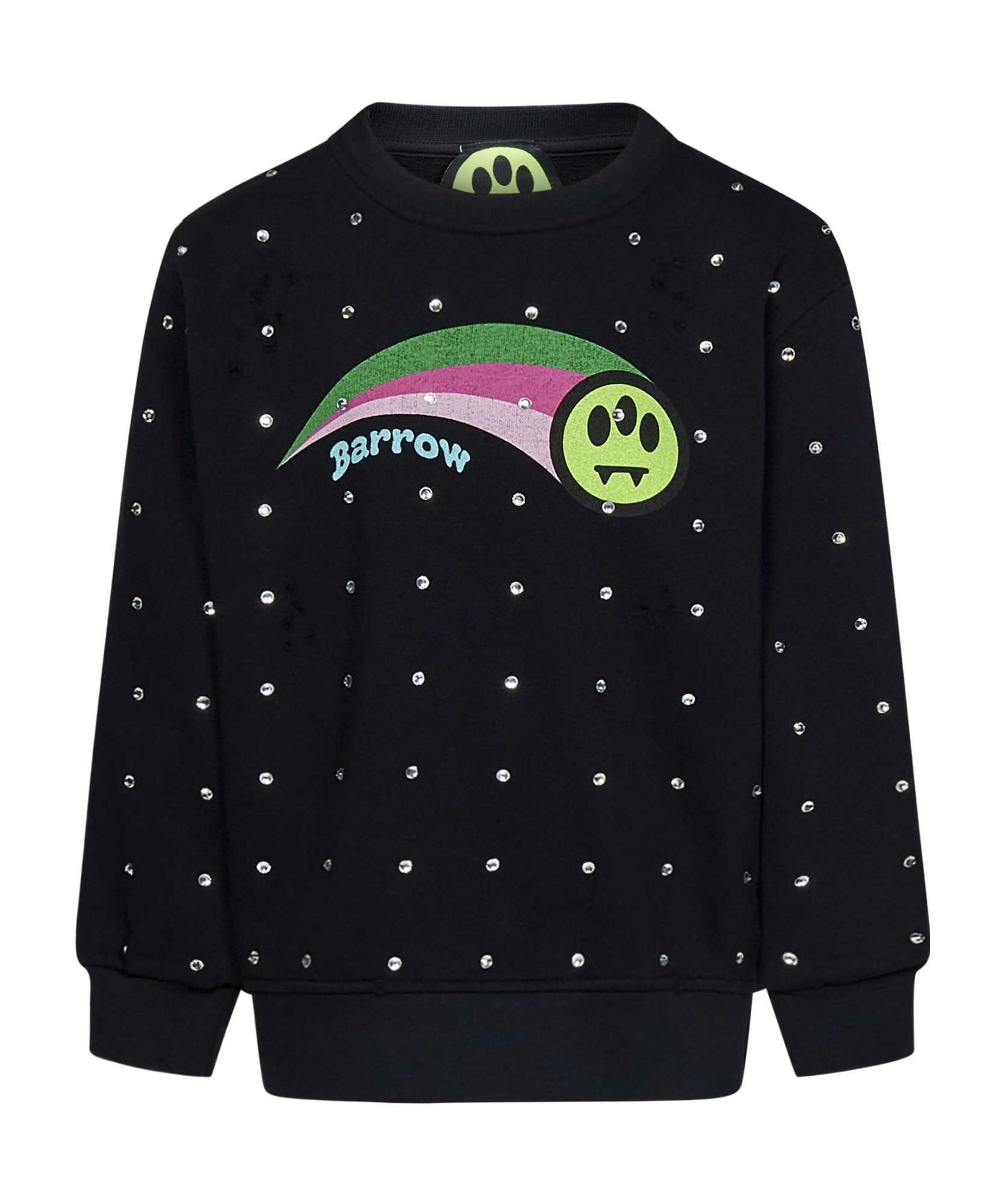 Barrow Logo-print Rhinestone-embellished Cotton Sweatshirt In Black