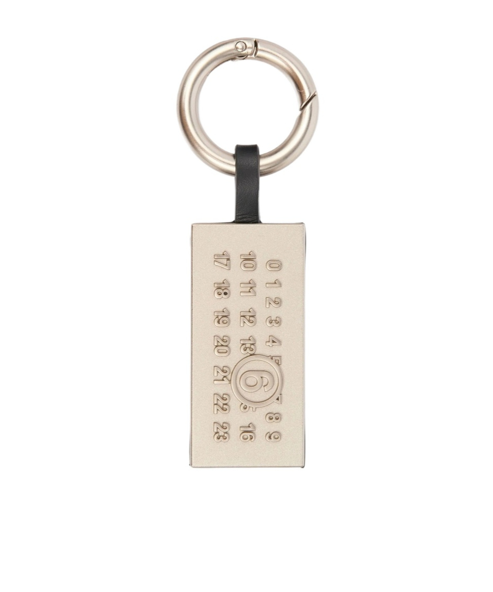 Mm6 Maison Margiela Stitched-leather Key Ring In Neutral