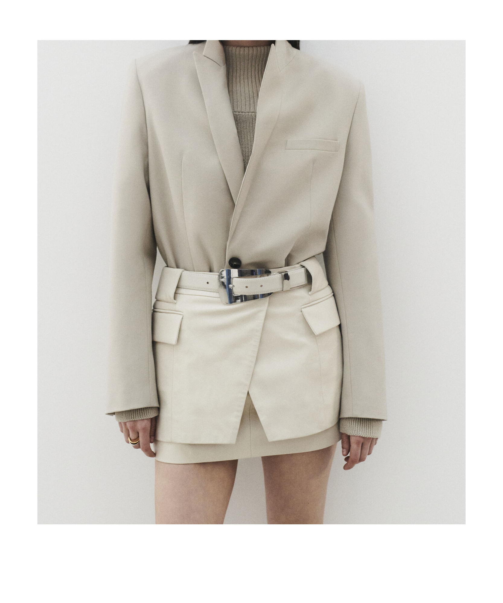 Shop Iro Belted Leather Mini Skirt In Nude
