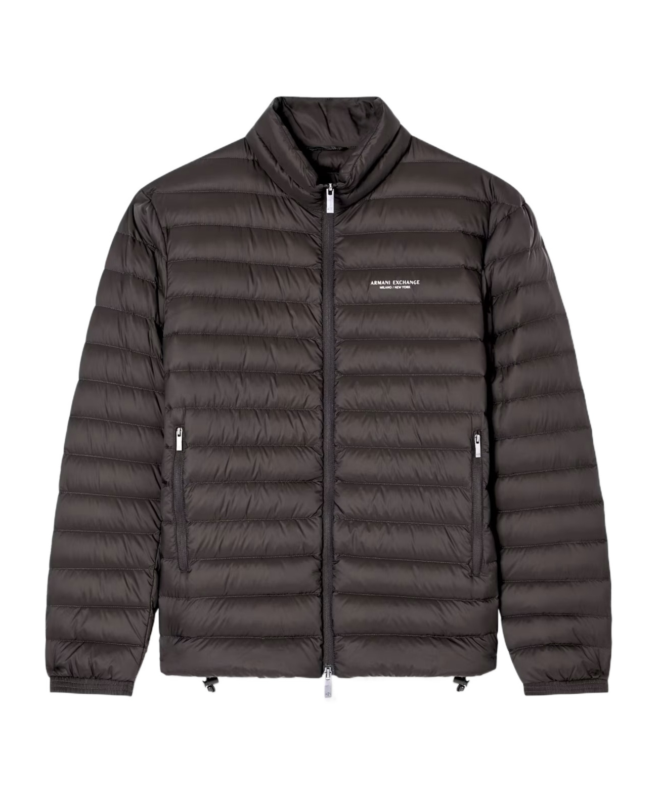 Armani Exchange Zipper Down Jacket In Brown