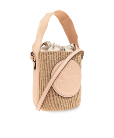 Chloé Pink Mini Horse Medal Basket Bag In Nude