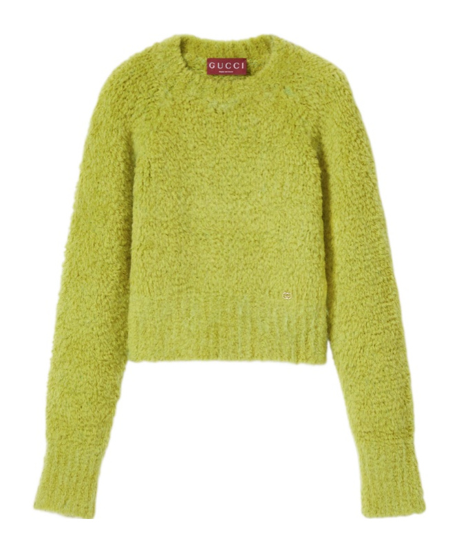 Gucci Brushed Wool Mohair Blend Sweater In Green