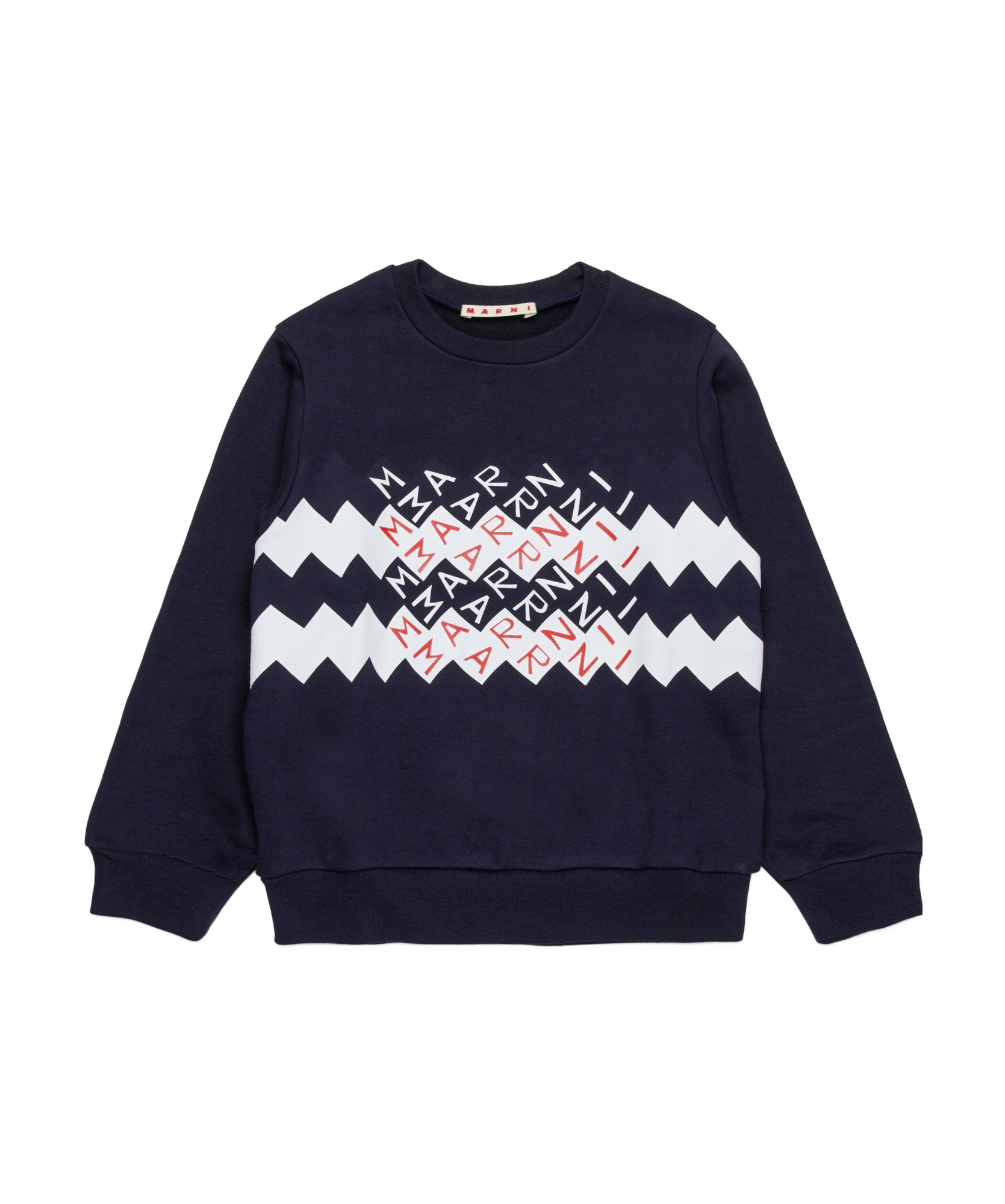 Marni Felpa Girocollo Con Logo Promenade In Black
