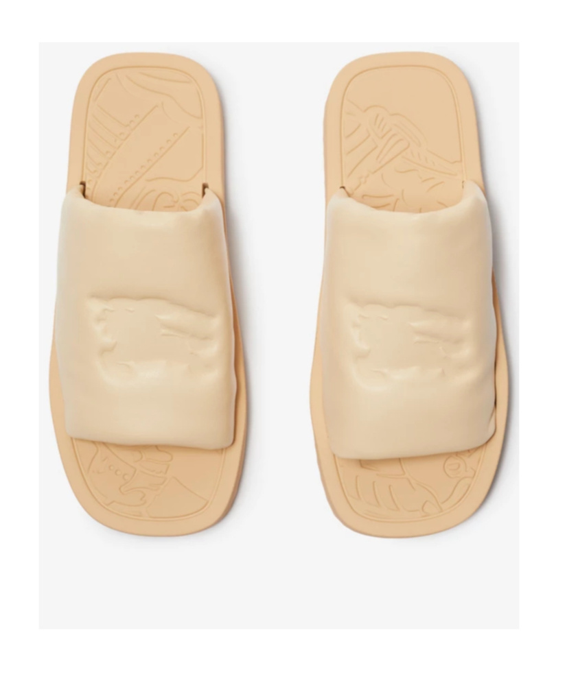 Burberry Ekd Slab Slides In Nude