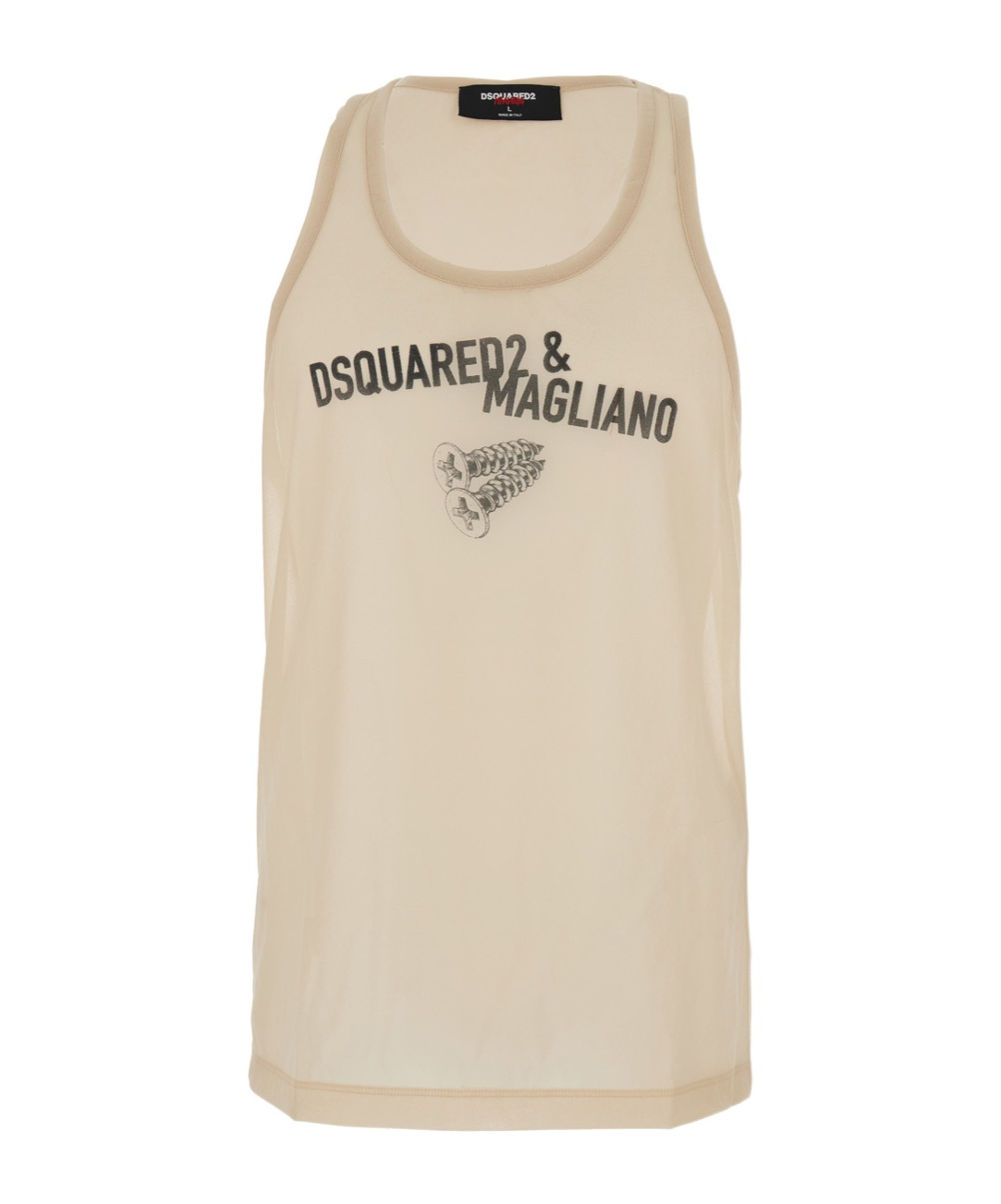 Dsquared2 D2 X Magliano Beige Sleeveless Top With Logo Lettering On The Front In Cotton Man In Pink