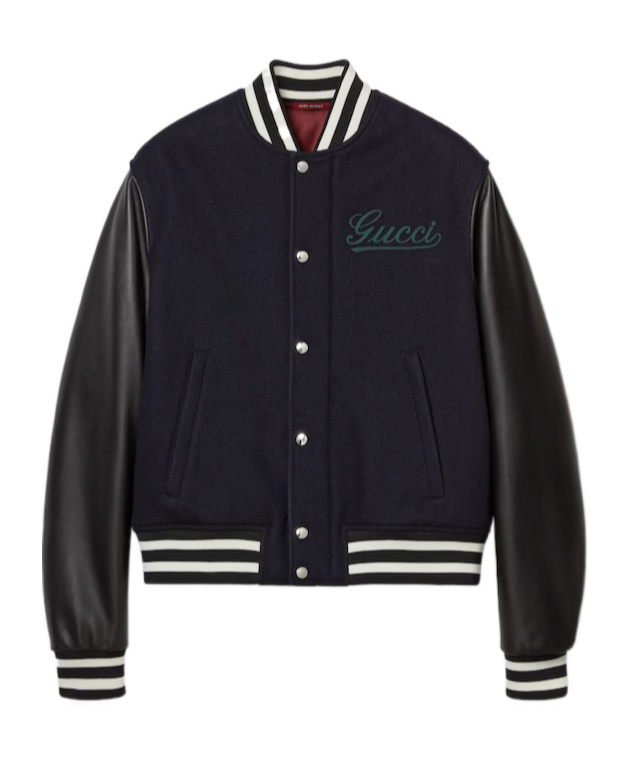 Shop Gucci Wool And Leather Bomber Jacket In Black