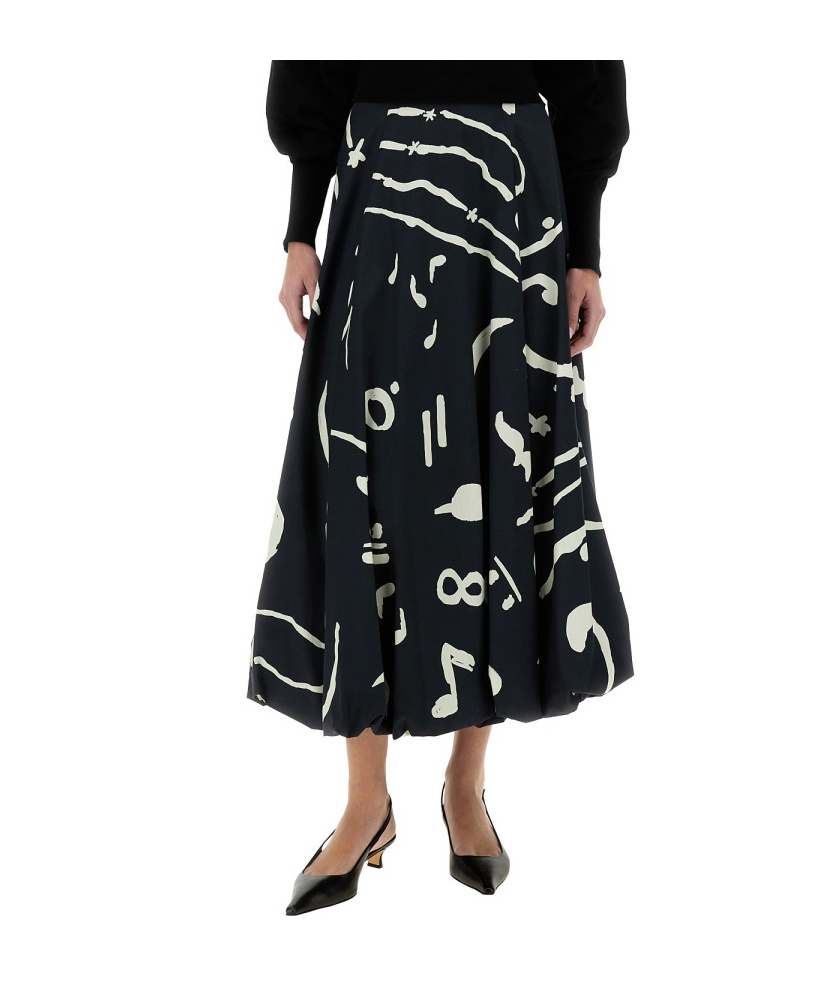 Alysi Abstract-print Maxi Skirt In Black