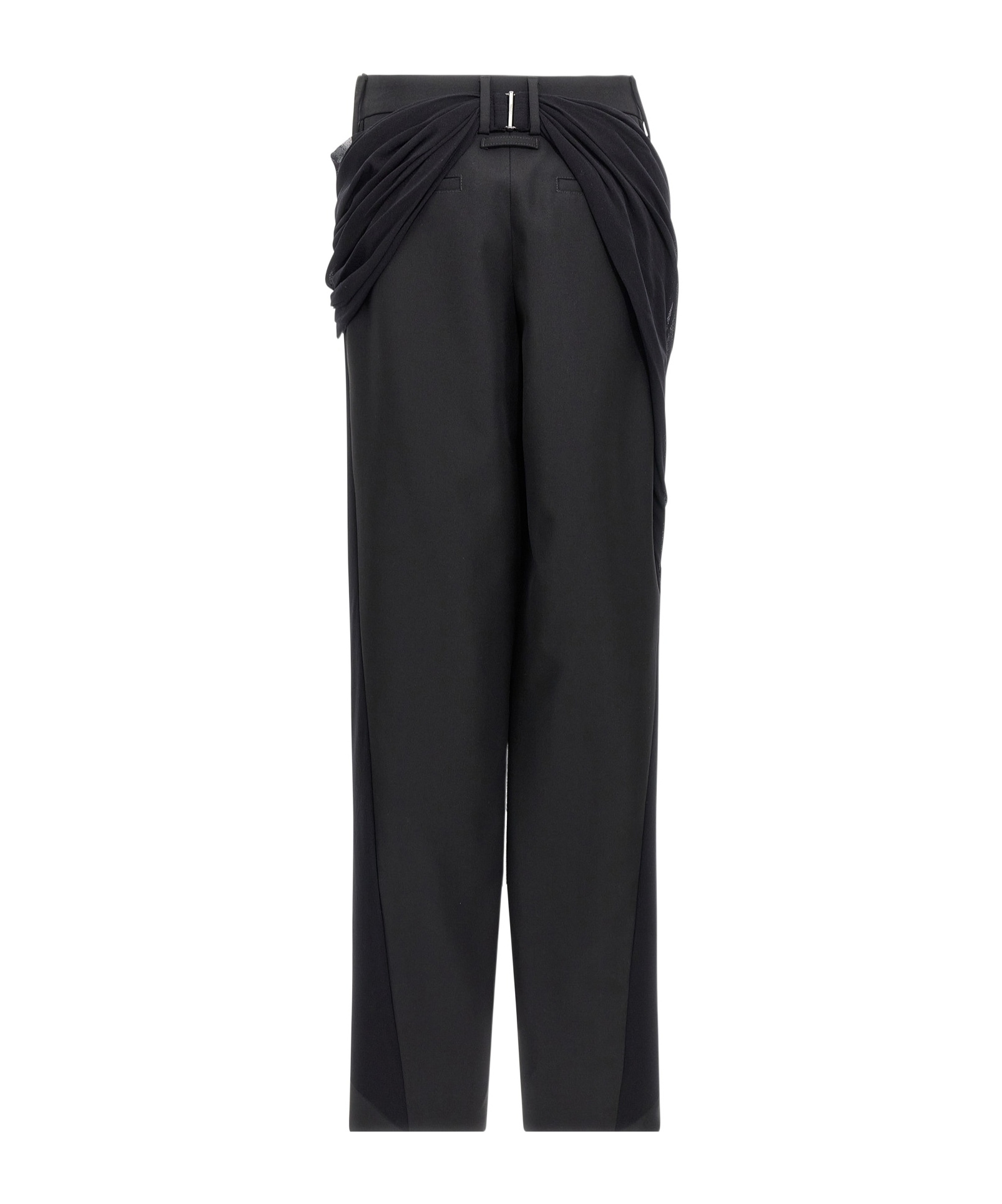 Jean Paul Gaultier Wool Trousers With Belt Loops And Draped Detail In Black