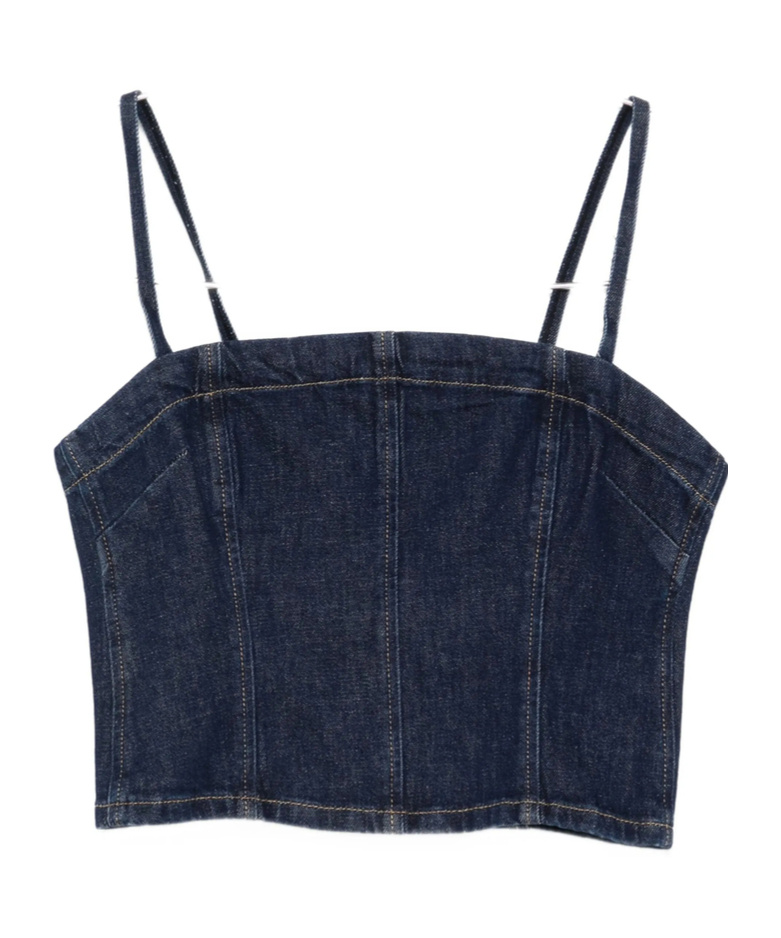 Pinko Spaghetti-strap Denim Tank-top In Blue