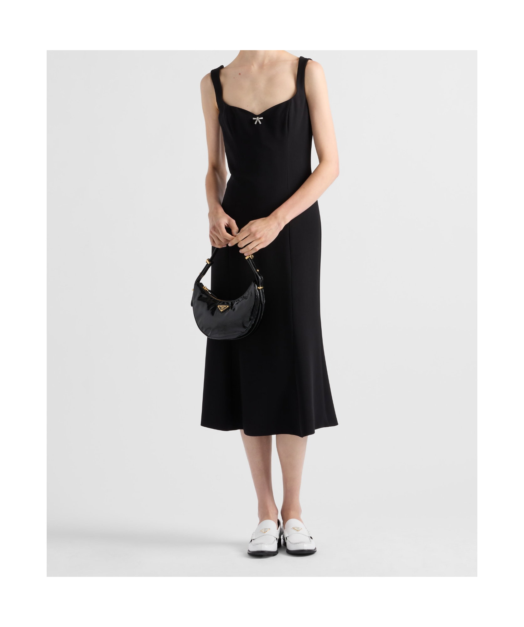 Prada Cady Midi Dress In Black