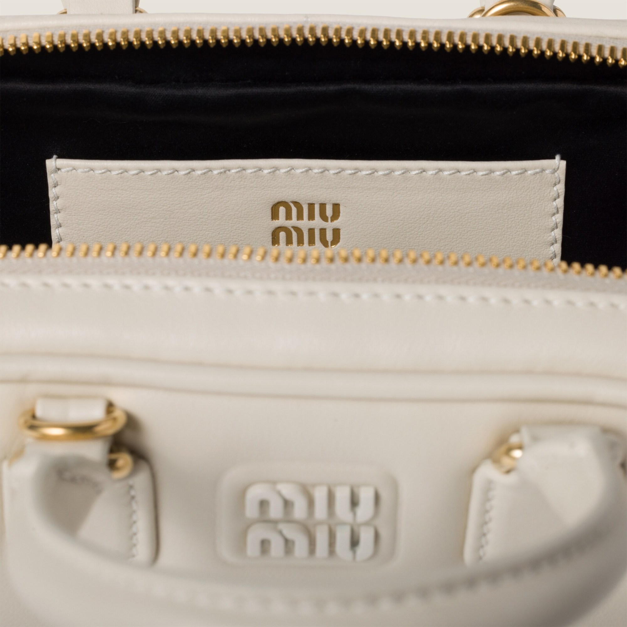 Miu Miu Logo Shoulder Bag In Nude